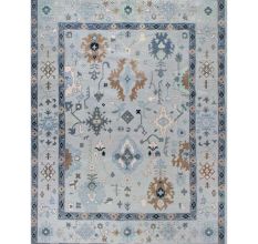 Geometric Handknotted Wool Rug